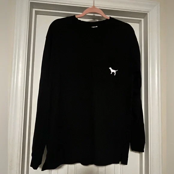 EUC VS PINK Crewneck L/S Shirt - Black - Sz Medium - Picture 3 of 11